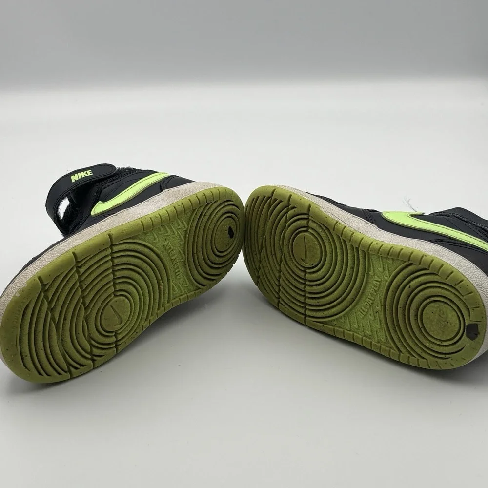Nike Court Borough Mid 2 TD Black Green CD7784-403‎ Toddler Sz7C UK 6.5 EUR23.5